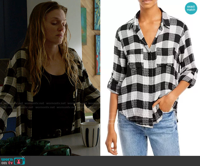 Aqua Riley Tab Sleeve Blouse worn by Hailey Upton (Tracy Spiridakos) on Chicago PD