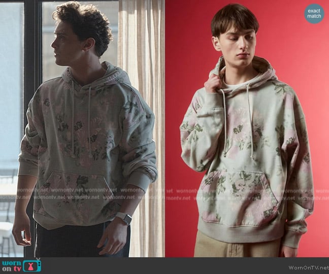 BDG Wilted Floral Hoodie worn by Ethan Chow (Jordan Rodrigues) on National Treasure: Edge of History