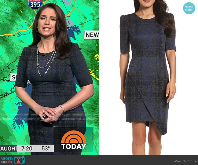 Betsey Johnson Blue & Gray Plaid Asymmetrical-Hem Sheath Dress worn by Maria Larosa on Today