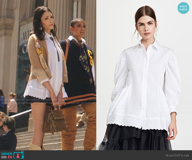 Simone Rocha Bracelet Sleeve Shirt with Embroidered Heart Trim worn by Luna La (Zión Moreno) on Gossip Girl
