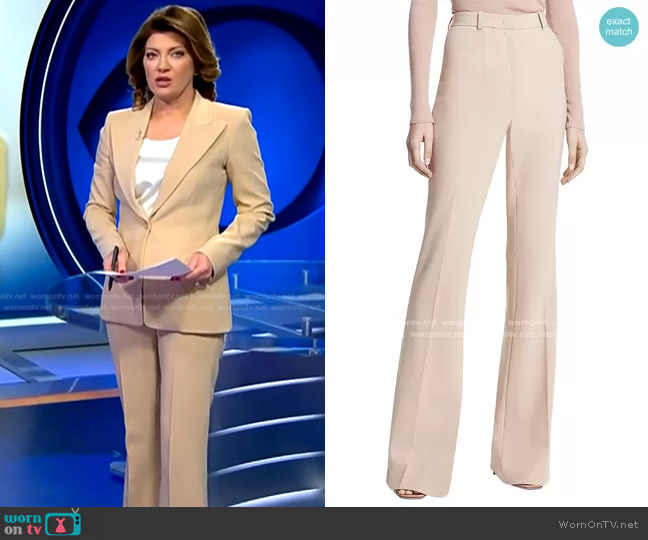 Michael Kors Georgina Stretch Pebble Crepe Blazer worn by Norah O'Donnell on CBS Evening News