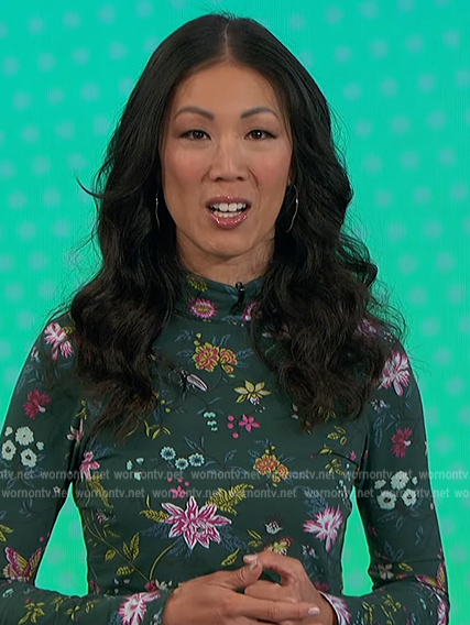 Chi-Lan Lieu’s green floral print top on The Talk