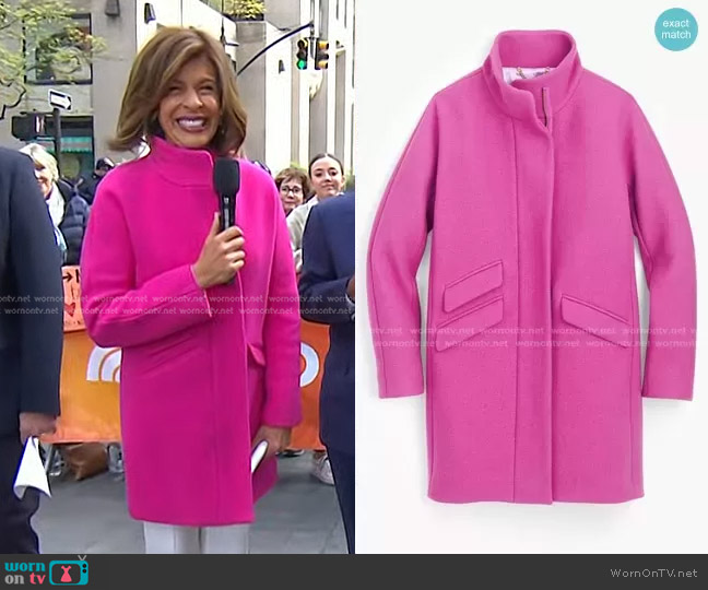 J. Crew Cocoon Coat in Italian Stadium in Vivid Flamingo worn by Hoda Kotb on Today