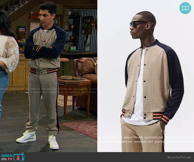 Zara Contrast Check Jacket worn by Parker Preston (Trevor Tordjman) on Bunkd