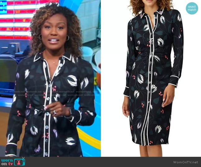 Kate Spade Deco Bloom Crepe Shirtdress worn by Janai Norman on Good Morning America