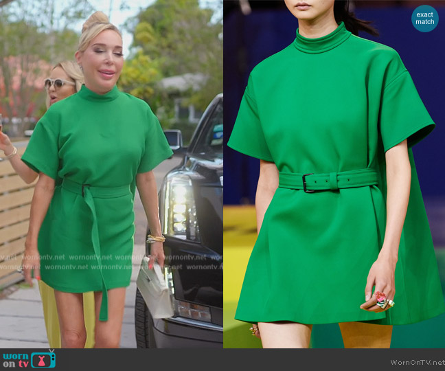 Christian Dior Belted Green Dress worn by Marysol Patton (Marysol Patton) on The Real Housewives of Miami
