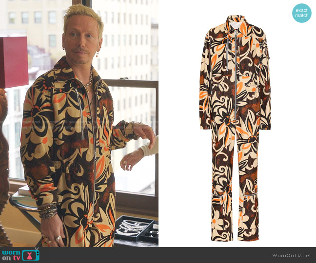 Dries Van Noten Floral Corduroy Jumpsuit worn by (Eric Daman) on Gossip Girl