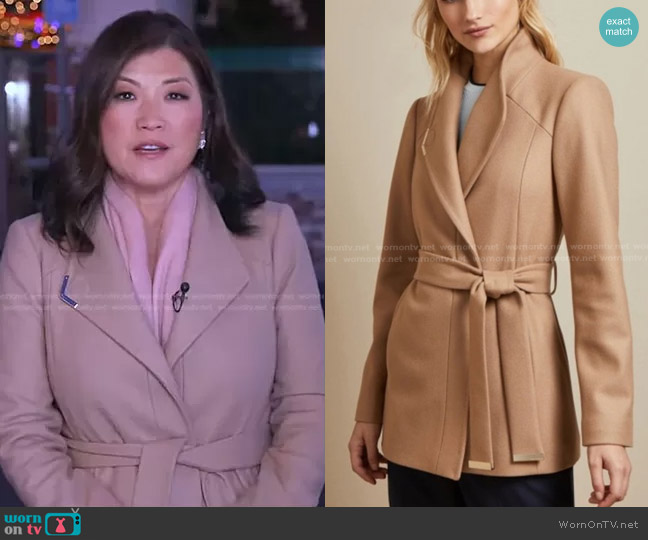 Ted Baker Drytaa Wool Wrap Short Coat worn by Juju Chang on Good Morning America