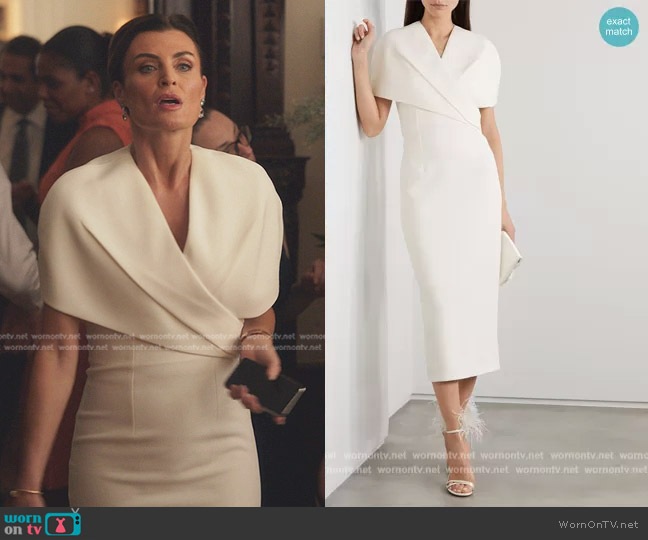 Safiyaa Flora Cape-Effect Crepe Midi Dress worn by Helena Bergmann (Lyne Renée) on Gossip Girl