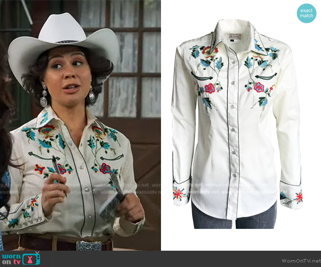Rockmount Wear Floral Embroidery Gabardine Western Shirt worn by (Anna Garcia) on Bunkd