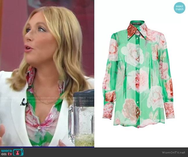 Dolce and Gabbana Floral-print silk-chiffon shirt worn by Dr Kellyann Petrucci on Good Morning America