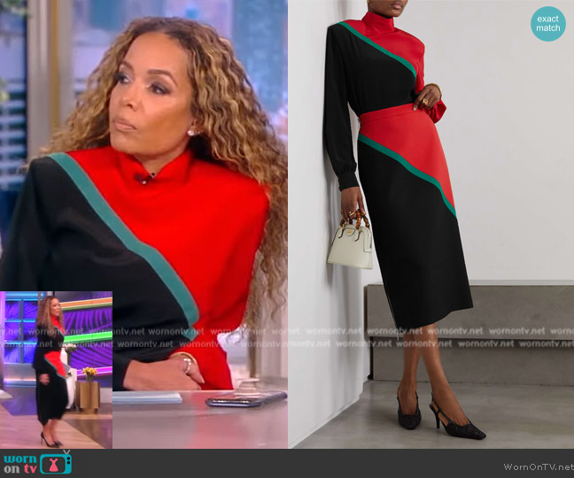 Gucci Color-block silk crepe de chine blouse worn by Sunny Hostin on The View
