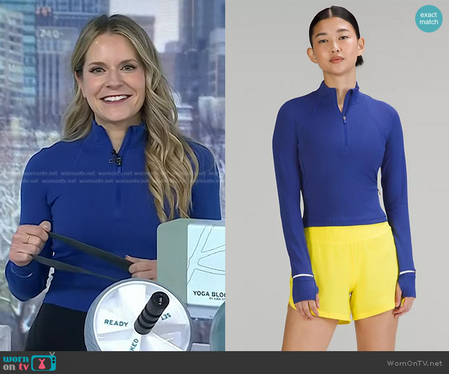 Lululemon It's Rulu Run Cropped Half Zip Ribbed Top worn by Alyssa Sparacino on Today