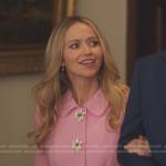 Jessica Bradley’s pink floral button coat on Gossip Girl