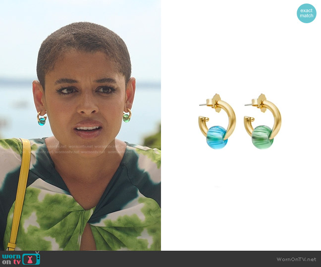 Brinker + Eliza Jolly Hoop Earrings in Multi-Blue worn by Julien Calloway (Jordan Alexander) on Gossip Girl