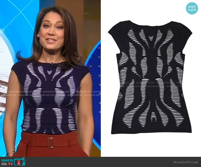 Karen Millen Short Sleeve Knit Sweater worn by Ginger Zee on Good Morning America