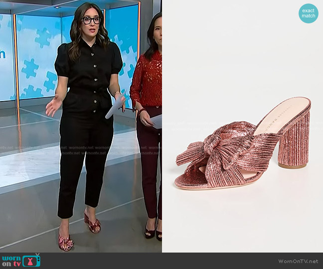 Loeffler Randall Penny Pleated Bow Sandals worn by Savannah Sellers on NBC News Daily
