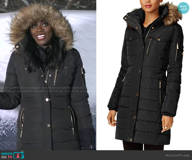Michael Kors Faux Fur Trim Down Puffer Coat worn by Faith Abubey on Good Morning America