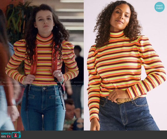 Maeve Puff-Sleeved Turtleneck worn by Maxine Baker (Sara Waisglass) on Ginny & Georgia