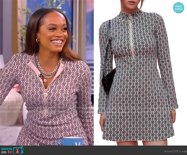 Maje Roy Mockneck Fit-&-Flare Dress worn by Rachel Lindsay on The View