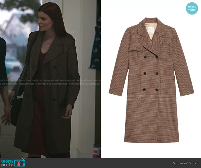 Sandro Manteau Check Wool Blend Coat worn by Kincaid Sullivan (Kaley Ronayne) on The Resident