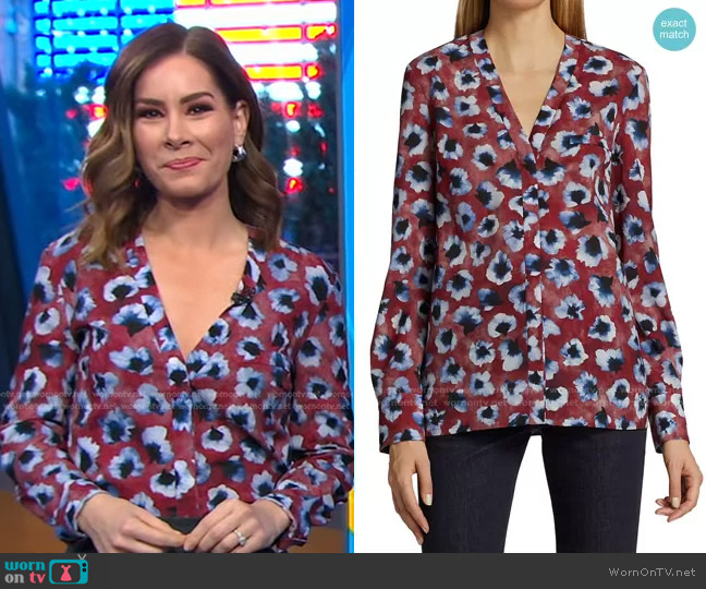 Altuzarra Martalas Floral-Print Top worn by Rebecca Jarvis on Good Morning America