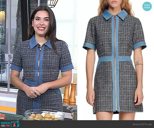 Sandro Mary Denim-Trim Minidress worn by Elena Besser on Today