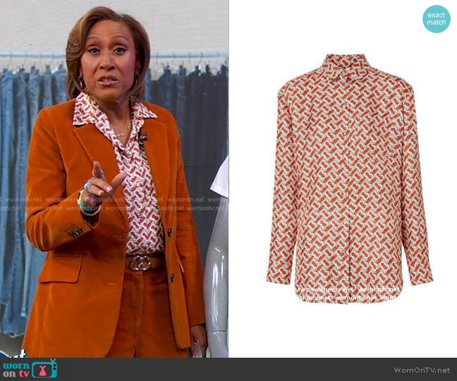 Burberry Monogram Print Shirt worn by Robin Roberts on Good Morning America