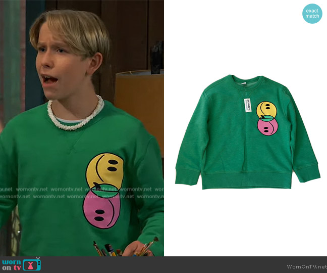 Old Navy Smiley Face Sweatshirt worn by Jake (Luke Busey) on Bunkd