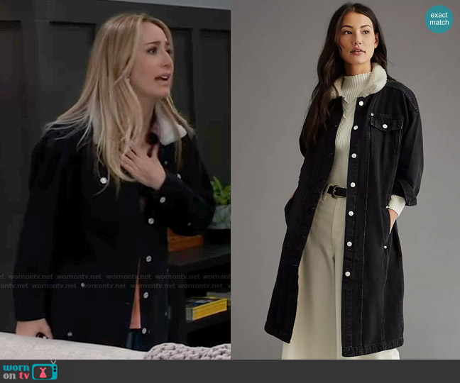 Pilcro Sherpa-Collar Denim Jacket worn by Josslyn Jacks (Eden McCoy) on General Hospital