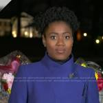 Priscilla Thompson’s blue wrap coat on Today
