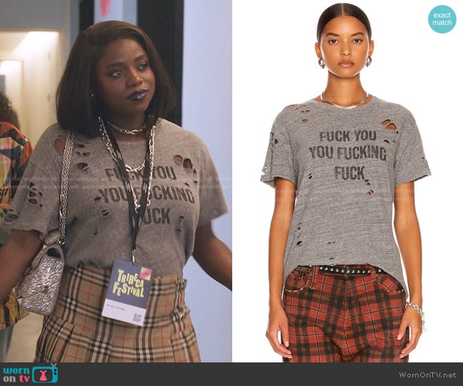 R13 F.U. Ripped Boy Tee worn by Shan (Grace Duah) on Gossip Girl