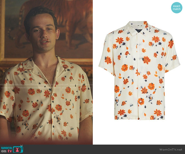 Rag & Bone Avery Short-Sleeved Floral-Print Twill Shirt worn by Otto Bergmann (Eli Brown) on Gossip Girl