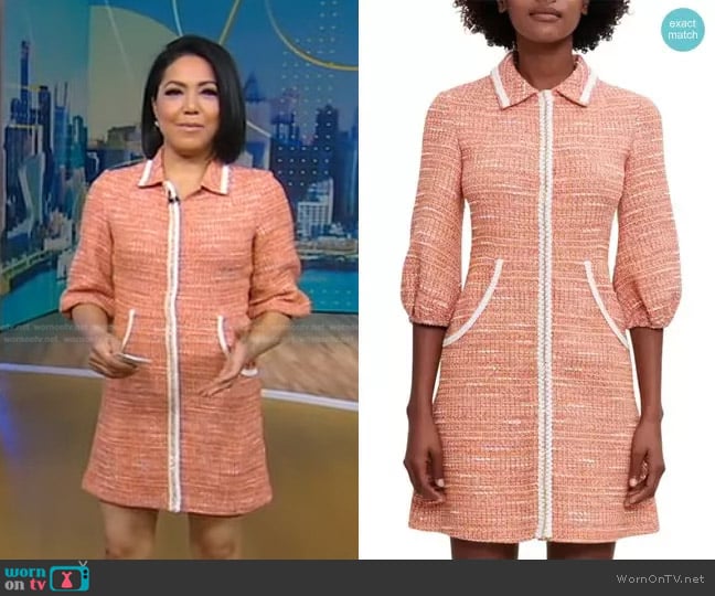 Maje Rimoda Three-Quarter Sleeve Dress worn by Stephanie Ramos on Good Morning America