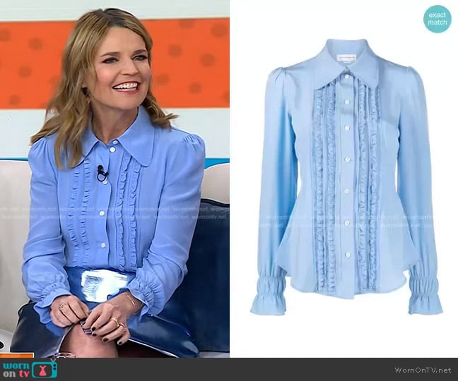 Victoria Beckham Ruffled Silk Blouse worn by Savannah Guthrie on Today
