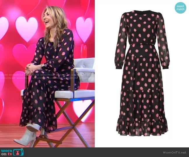 Saloni Isabel Polka Dot Dress worn by Lori Bergamotto on Good Morning America