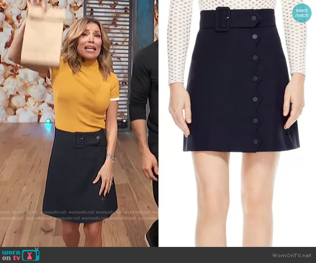 Sandro Laurene Belted Skirt worn by Kit Hoover on Access Hollywood