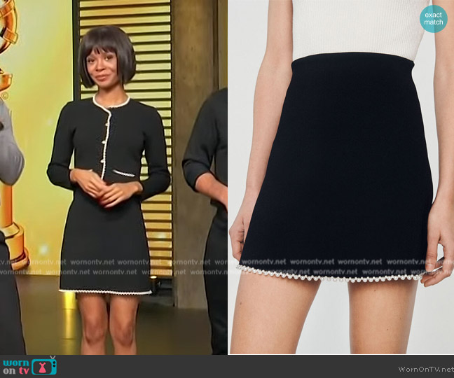 Sandro Short beaded skirt worn by Zuri Hall on Access Hollywood
