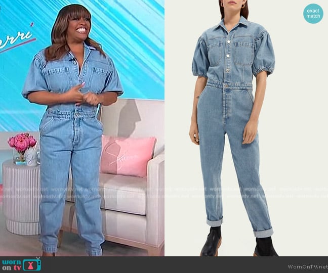 Scotch and Soda Voluminously Sleeved Denim Jumpsuit worn by Sherri Shepherd on Sherri