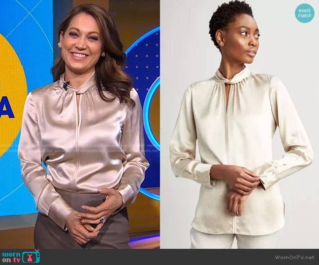 Elie Tahari Silk Twist Shirt worn by Ginger Zee on Good Morning America