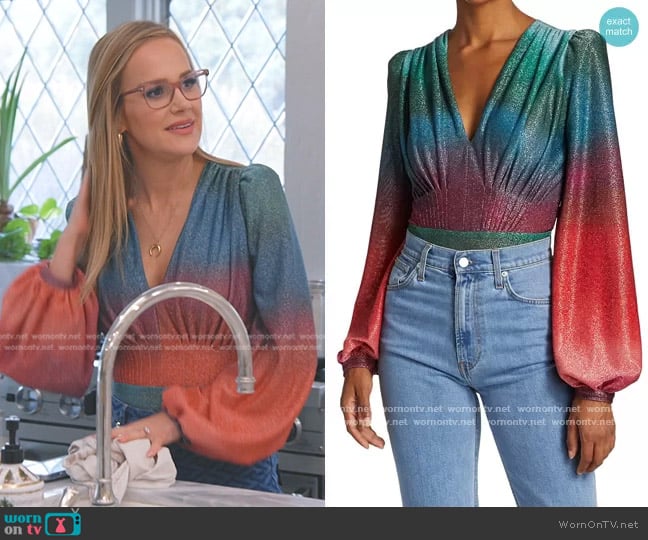 PatBO Sunset Lurex Bodysuit worn by Angie Harrington on The Real Housewives of Salt Lake City