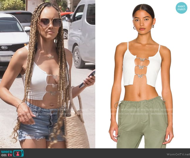 Superdown Jhene Butterfly Top worn by Ashley Darby on The Real Housewives of Potomac