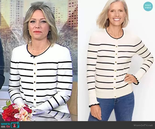 Talbots Charming Cardigan in Mariner Stripe worn by Dylan Dreyer on Today