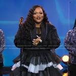 Tasha Cobbs Leonard’s black tiered tulle skirt on Good Morning America