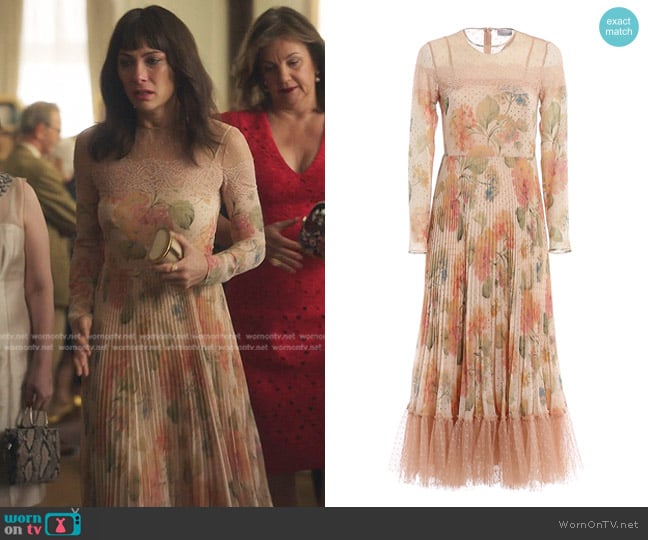 RED Valentino Muslin Dress with Evanescent Flowers Print Dress worn by Katherine Hope (Laura Benanti) on Gossip Girl