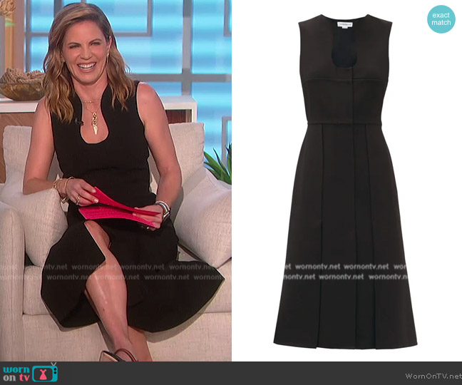 Victoria Beckham Keyhole Neck Crepe Midi Dress worn by Natalie Morales on The Talk