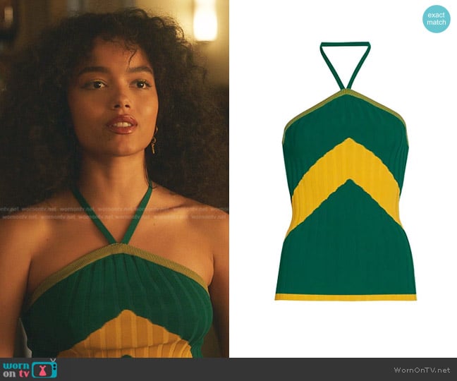 Wales Bonner Star Halter Top worn by Zoya Lott (Whitney Peak) on Gossip Girl
