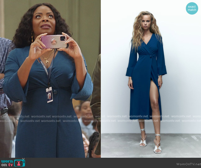 Zara Buttoned Midi Dress worn by Ava Coleman (Janelle James) on Abbott Elementary
