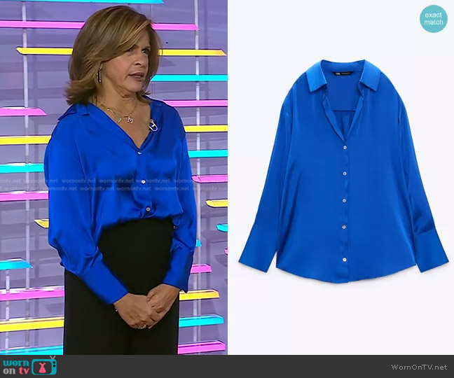 Zara Flowy Satin Effect Shirt worn by Hoda Kotb on Today