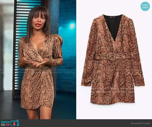 Zara Snake Skin Wrap Dress worn by Zuri Hall on Access Hollywood